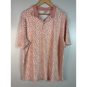 Urban Outfitters Polo Shirt XL Peach Orange Floral Short Sleeve Cotton Mens